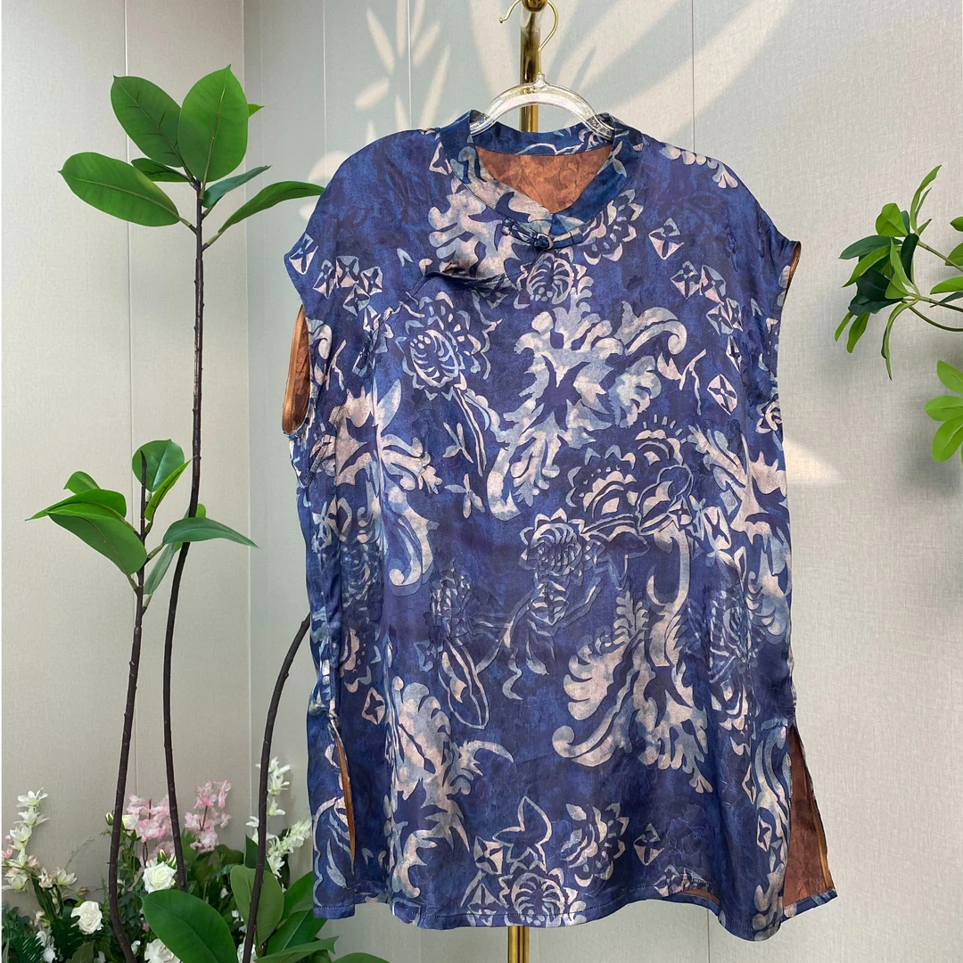 【青花瓷】2025夏季新款新中式国风中长款提花气质飞袖宽松女上衣