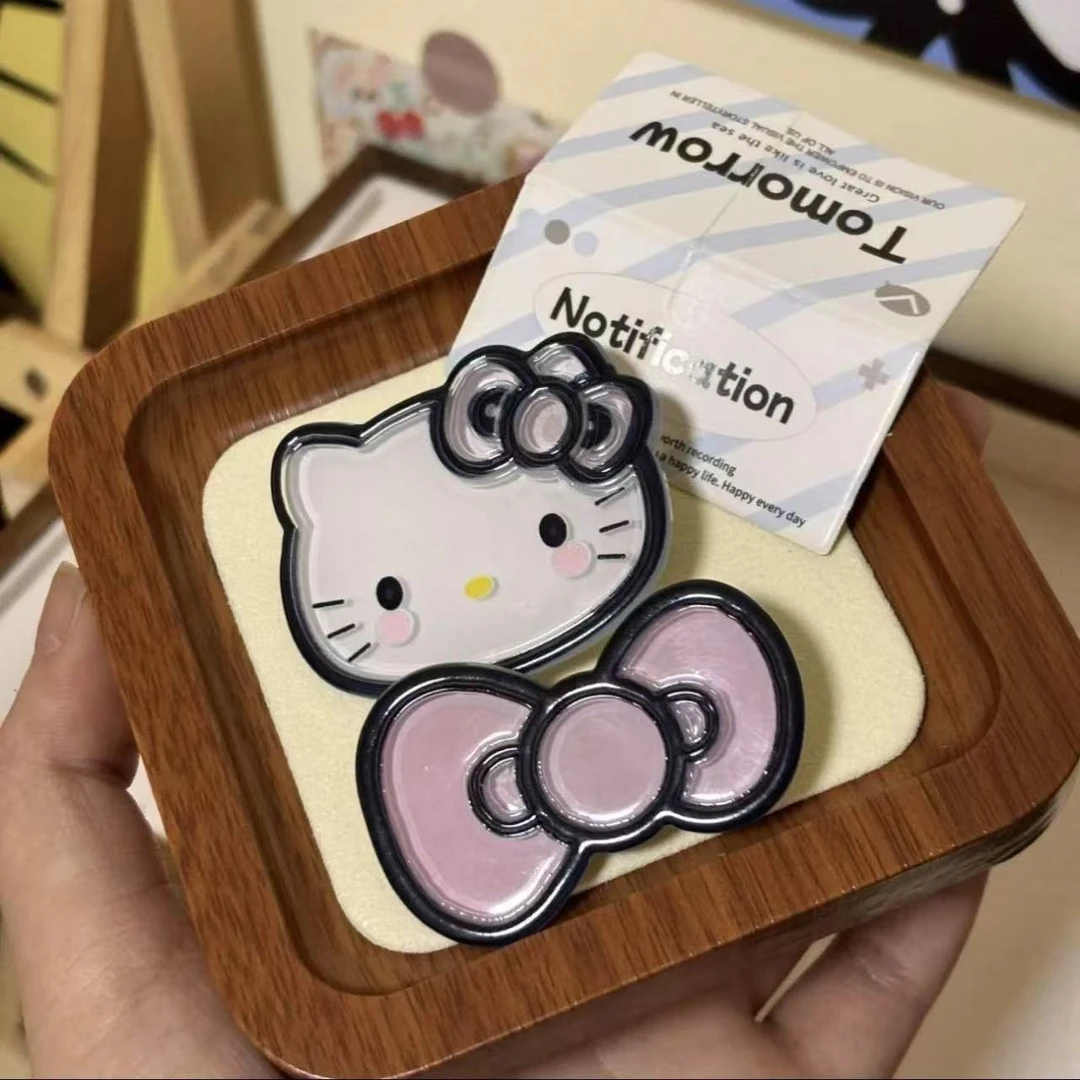 黑粉kitty蝴蝶结侧边刘海夹2025新款可爱海盐粉格少女心百搭发夹