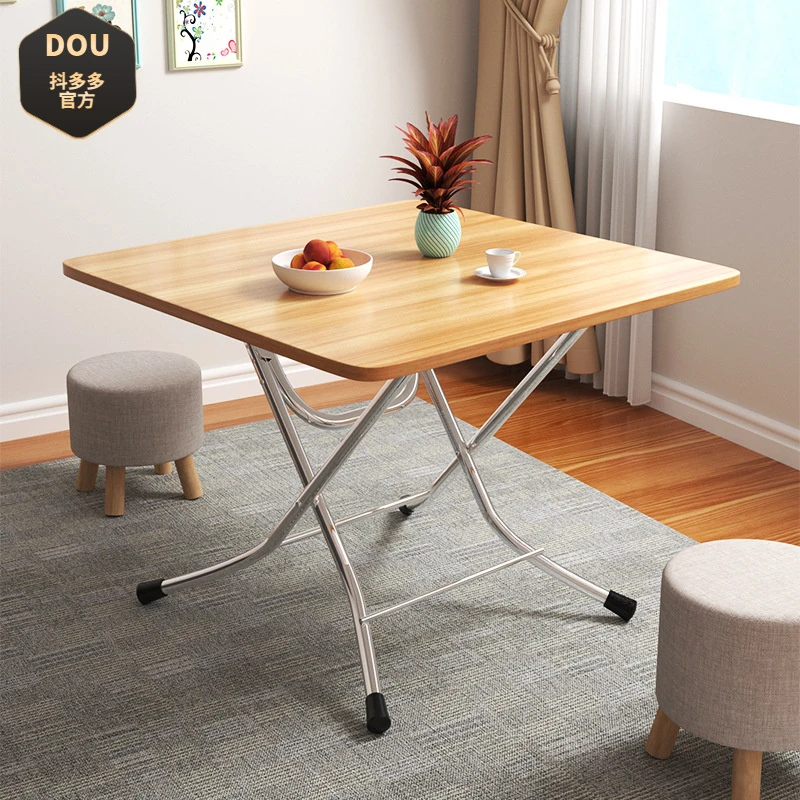 折叠桌简易出租屋吃饭桌子家用餐桌户外摆摊桌便携式正方形露营桌
