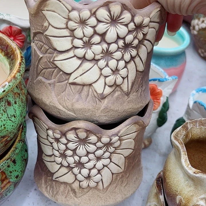 多肉绿植陶瓷花盆9.9包邮，有孔