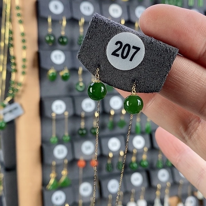 和田玉耳饰18K金镶嵌