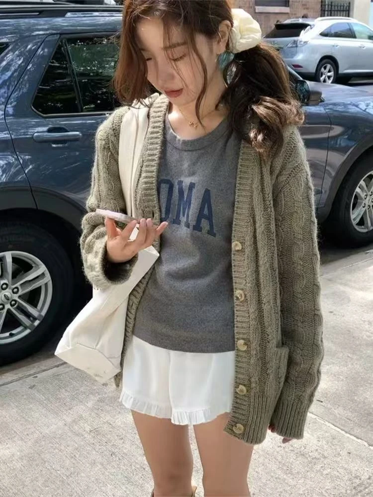 韩代.绿豆沙  冰岛毛毛衣开衫外套 L25091811
