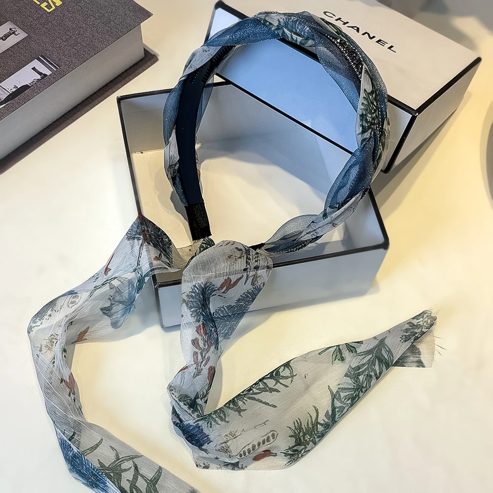 布艺编发发箍女夏天外出百搭头箍2025新款洋气高级感发捆丝巾飘带
