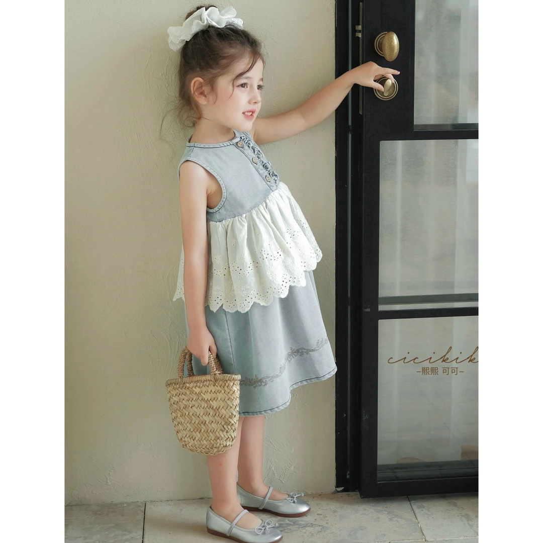 【莉莉岚】2025新款女童夏季百搭气质牛仔连衣裙 熙熙可可LYQ2523