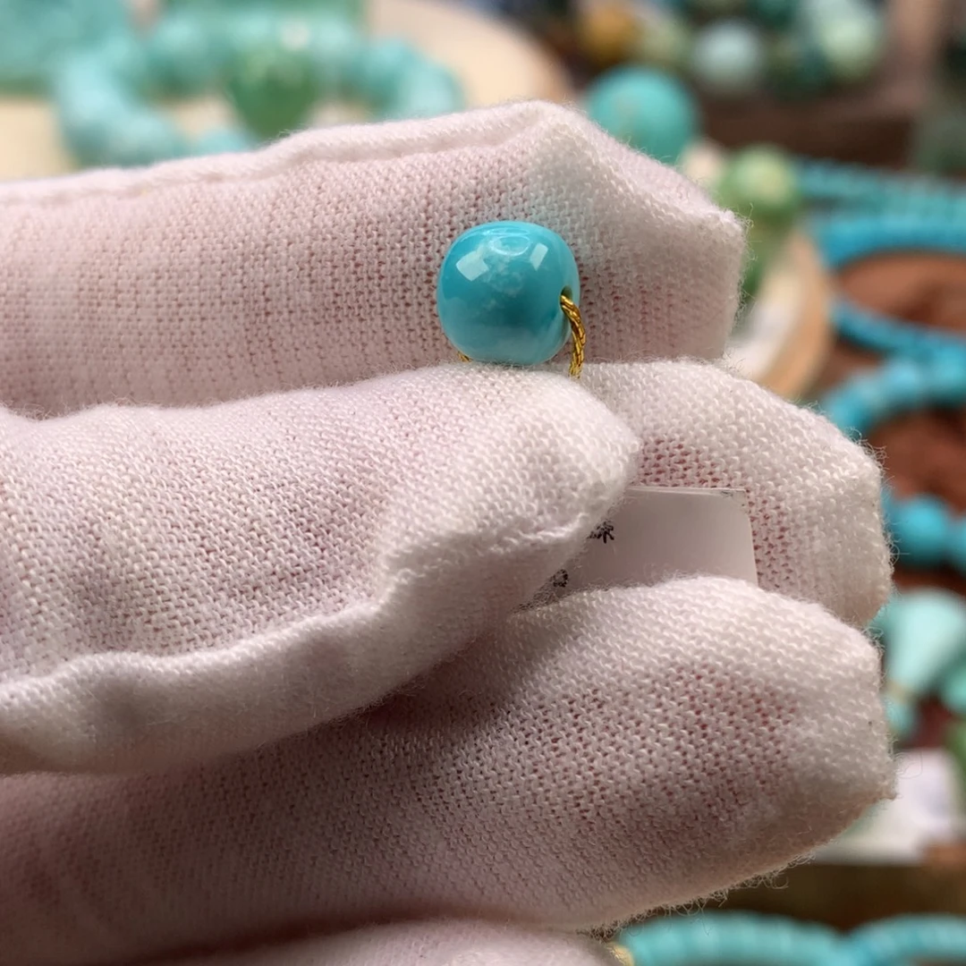 绿松石未镶嵌珠宝奇石高瓷蓝老型7.9*6.8mm