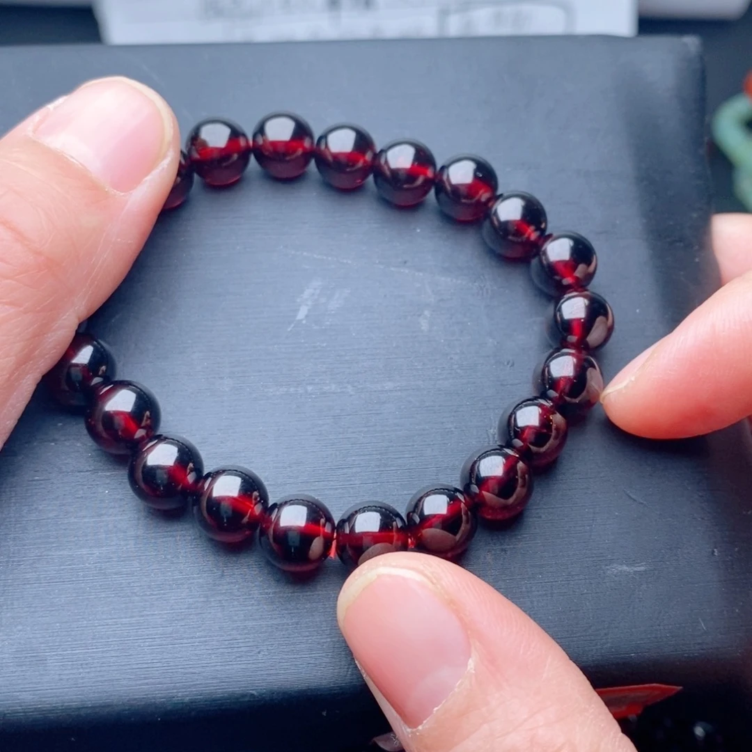 7***4手链未镶嵌石榴石天然8.6浅色高冰高透大漏