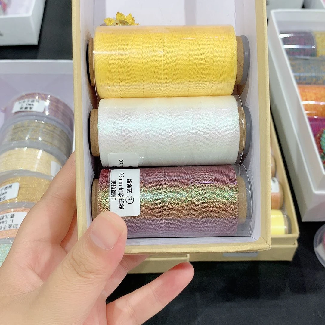 腈纶3股幻彩蜡线向日葵黄、珍珠白、美拉德棕30克