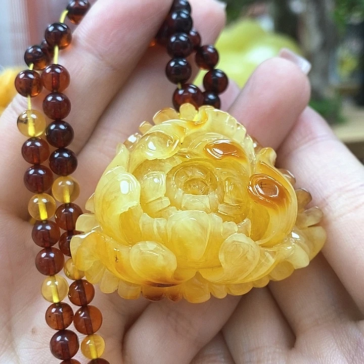 琥珀未镶嵌戒指吊坠