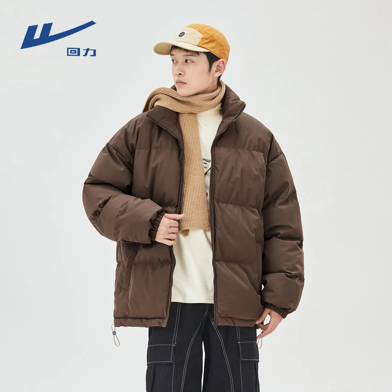 回力男士加厚立领棉服男款冬季面包服保暖黑色抗风外套基础棉袄潮