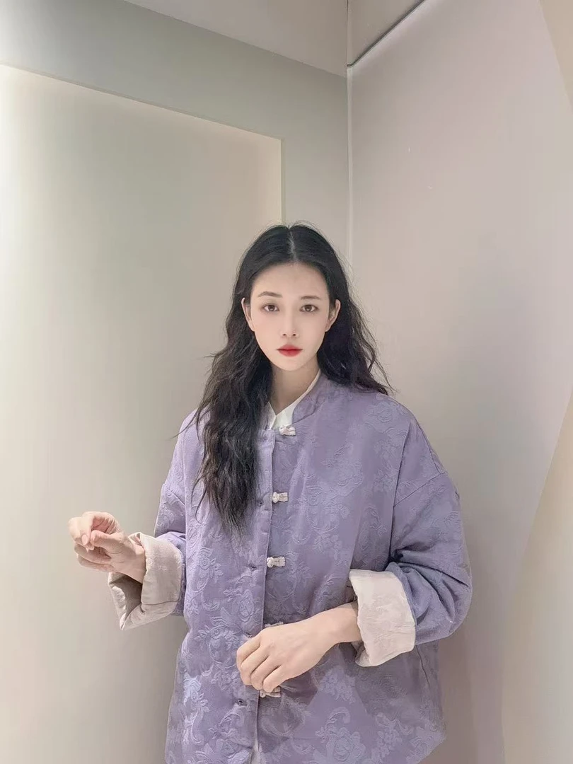 九月    紫霞仙子   新款新中式国风夹棉长袖外套中国风外套女