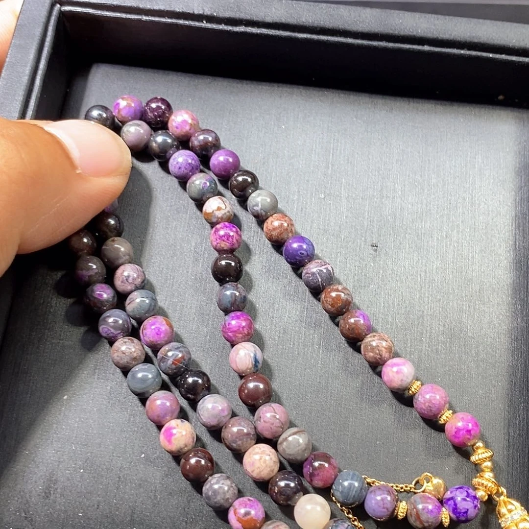 苏纪石（舒俱来）未镶嵌南非舒俱来泥地樱花圆珠直链