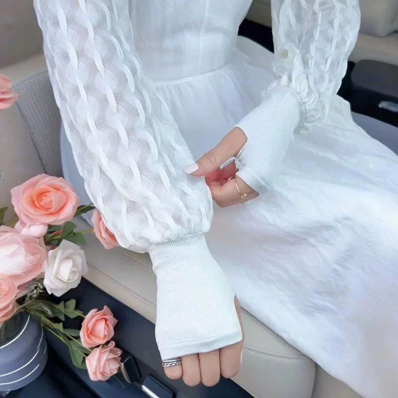 2025新款防晒冰袖女夏季罗口宽松加大户外骑行护臂冰丝套袖宽松