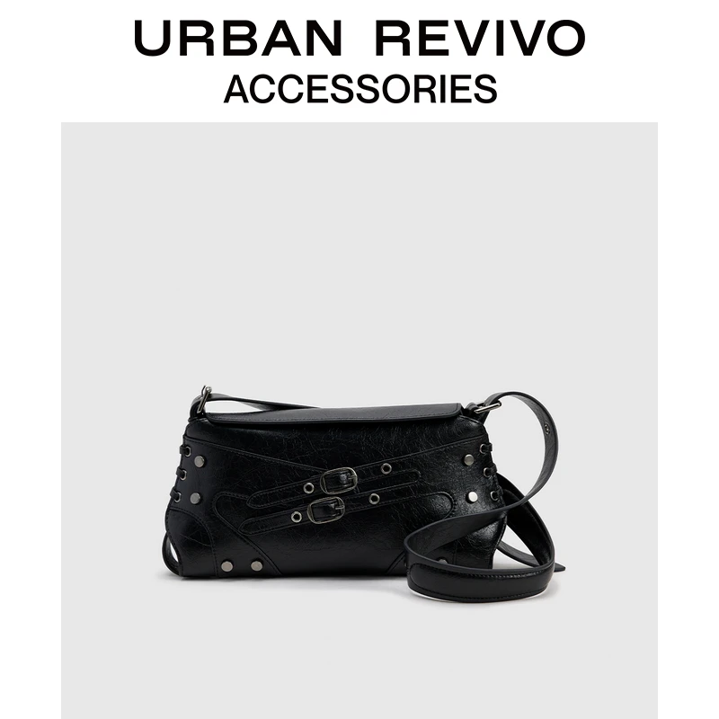 URBAN REVIVO2025夏季新款女士袢扣机车单肩斜挎包UAYB50079