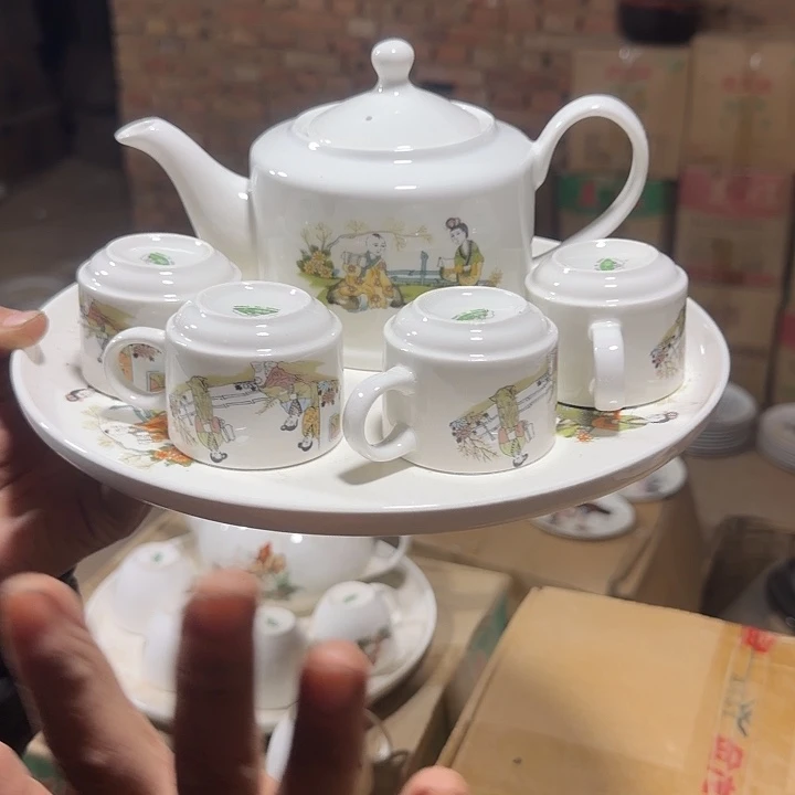 库存微瑕三娘教子多空茶壶一套容量500