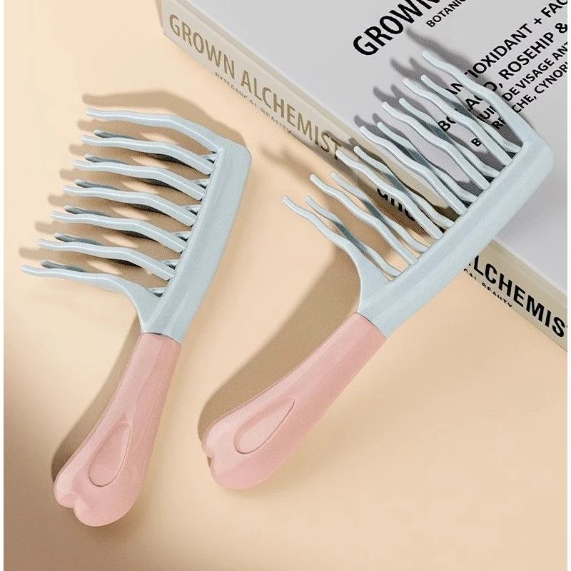 防静电卷发造型梳双排波浪齿卷发梳手柄头皮按摩梳蓬松梳理发店