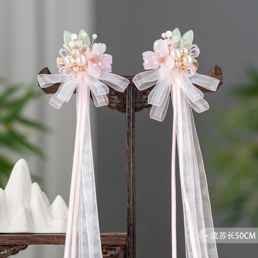 春亦轩原创古风旗袍汉服发饰芳华如梦飘带对夹超仙长丝带国风头饰