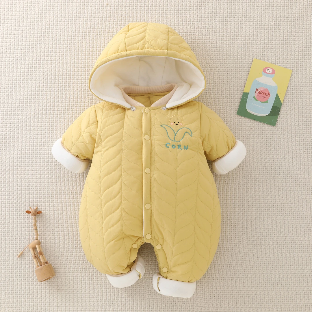 新生婴儿连体衣秋冬加厚保暖棉服哈衣满月宝宝外出服抱衣冬款爬服