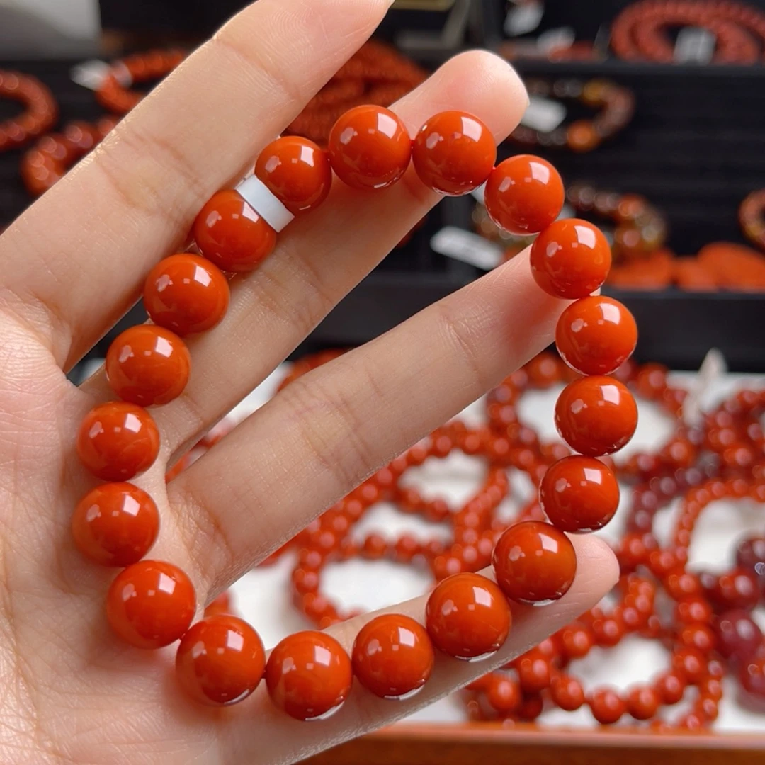 未镶嵌高品柿子手串10m南红玛瑙