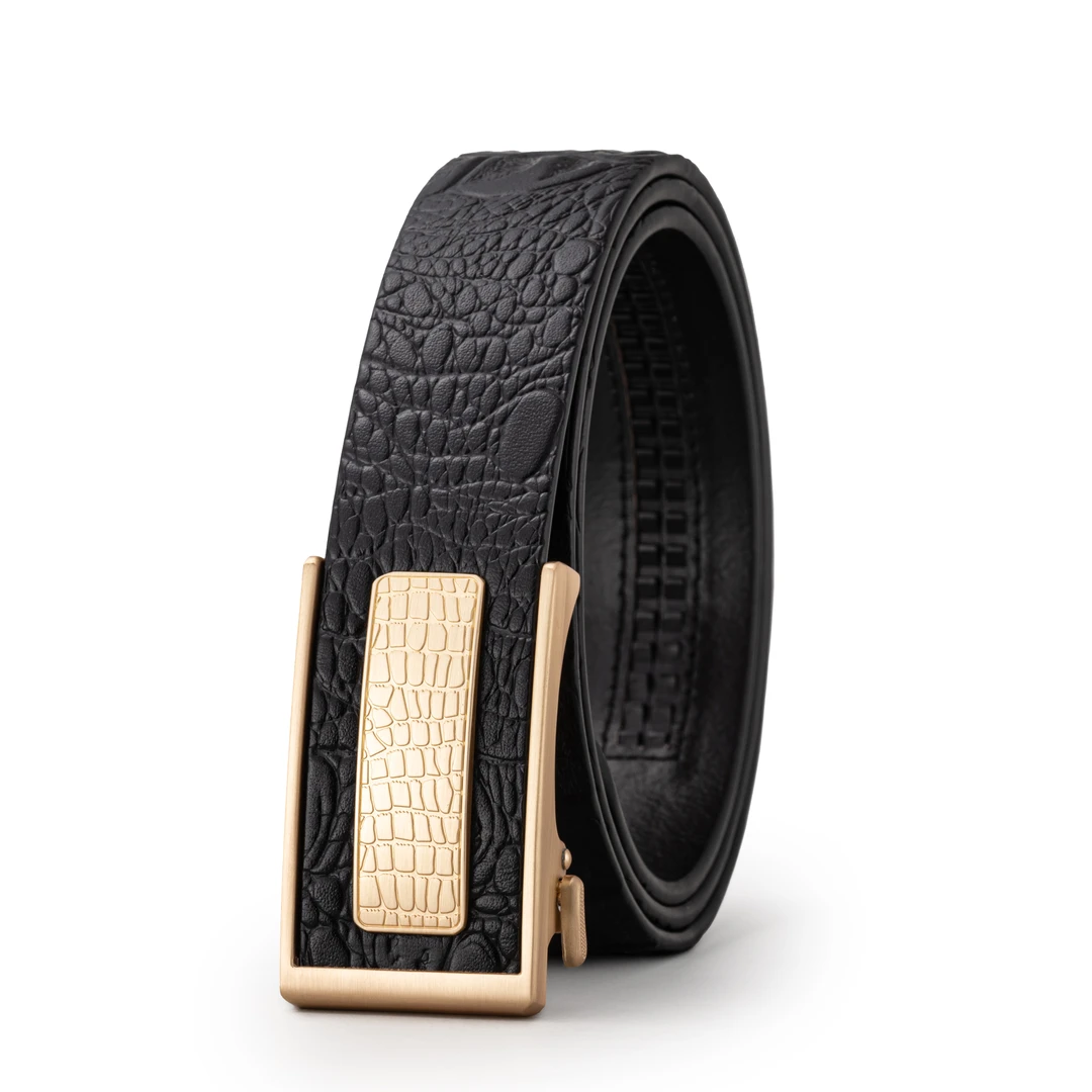 CIIkeer高端时尚头层黄牛皮鳄鱼纹头层牛皮自动带