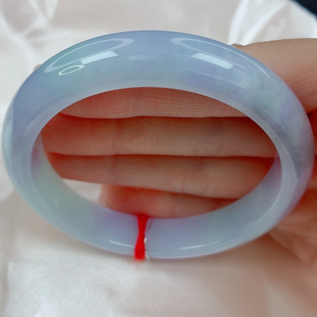 翡翠未镶嵌手镯58正圈，粉紫明显，沙眼，05