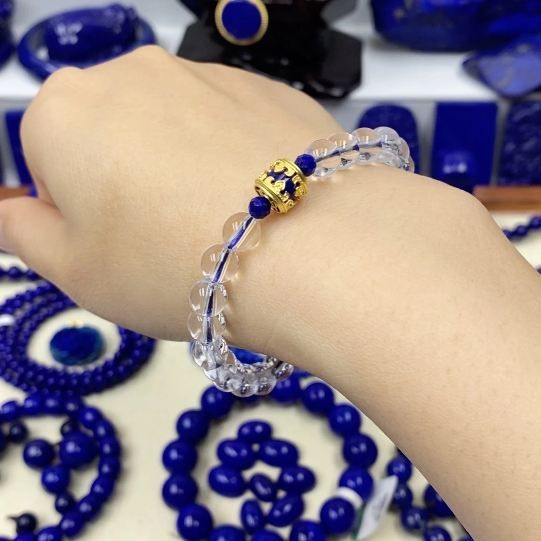 青金石手链银S925镀金镶嵌