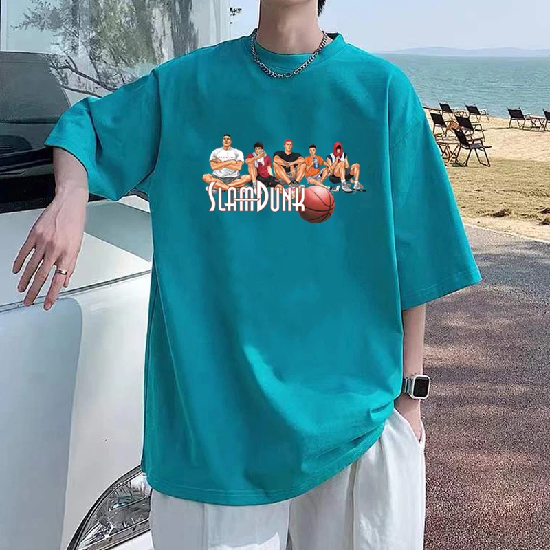 青少年纯棉短袖T恤男女宽松大码上衣美式复古潮牌简约半截袖学生