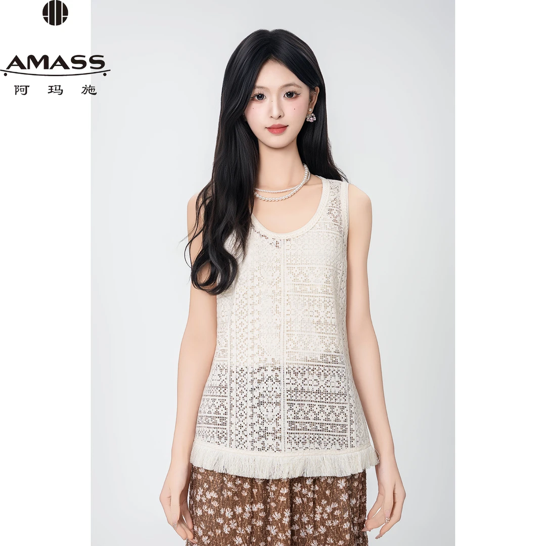 AMASS/阿玛施夏季新款气质镂空设计千金风时尚蕾丝背心女  530049
