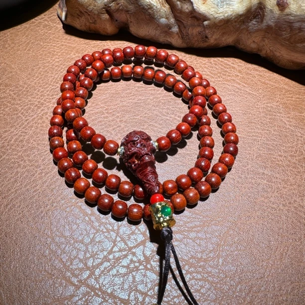 正宗印度小叶紫檀紫檀外二膘高油密6x7x108颗手串手链重生-601004