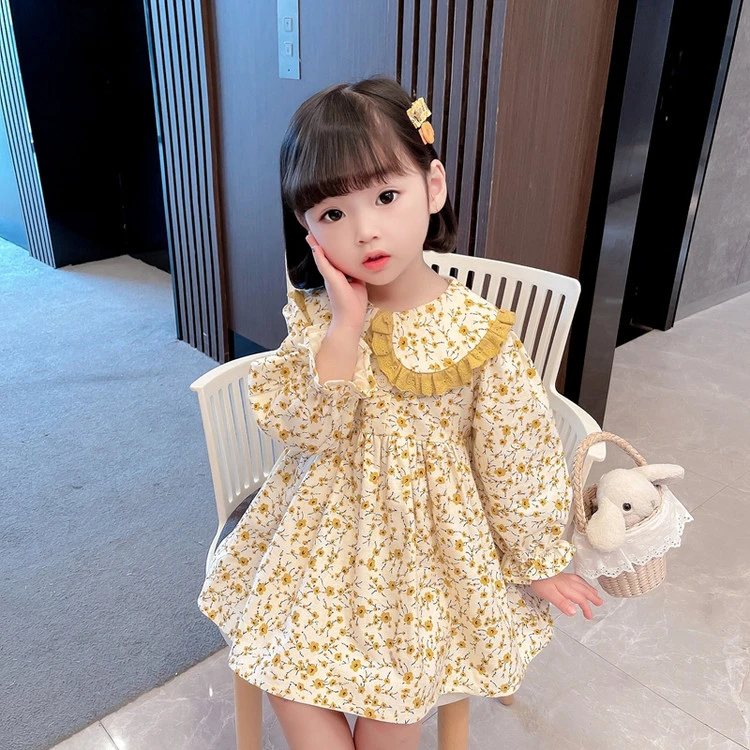【MyGirl我的女孩】秋冬新品「奶黄碎花」女童棉布韩版连衣裙QZ5116
