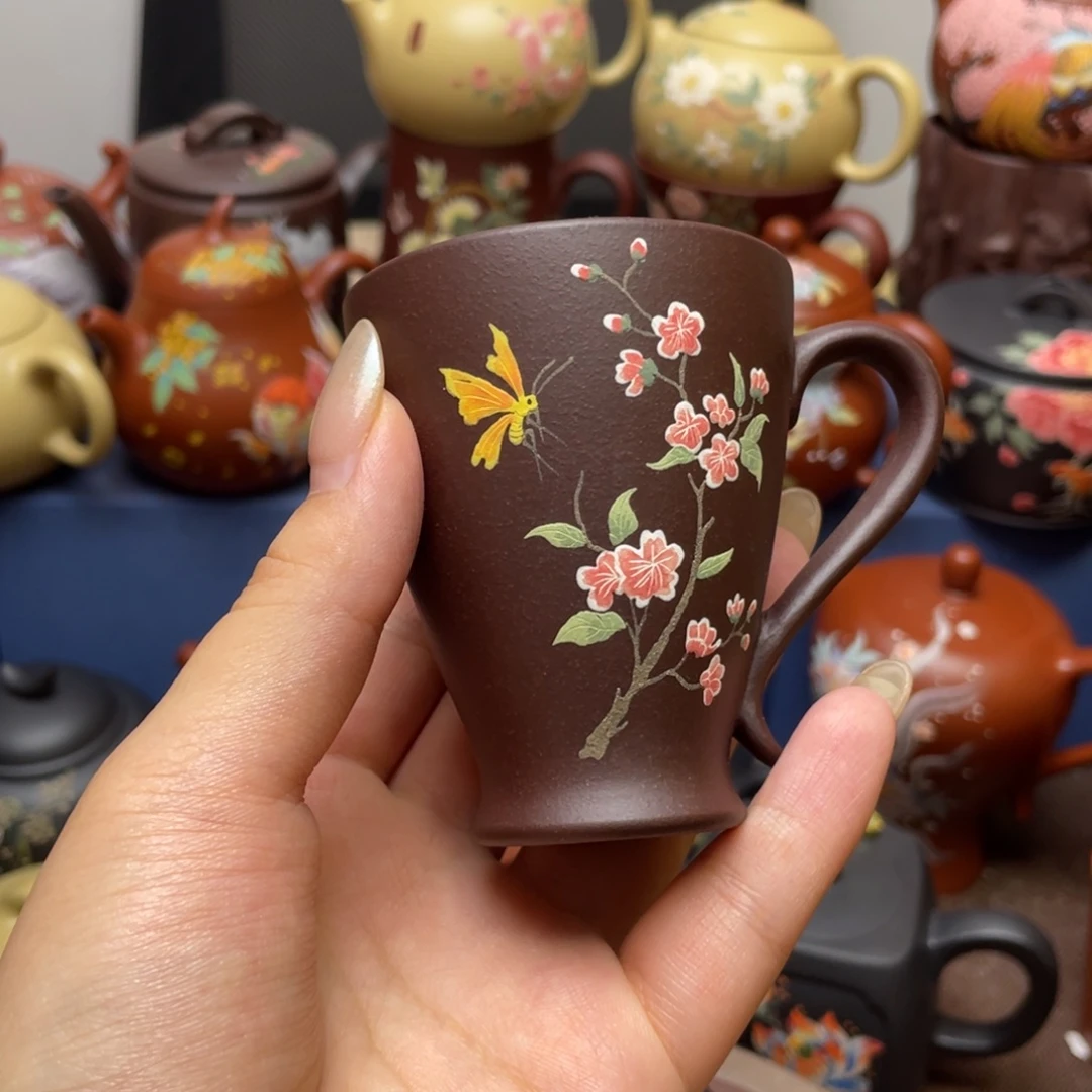 紫泥茶杯紫砂主人杯100cc