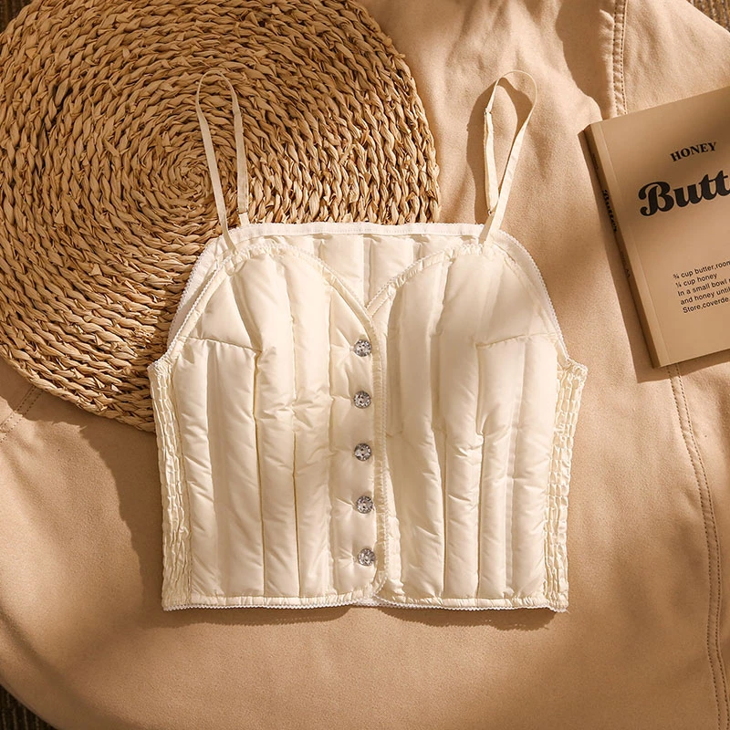 羽绒吊带小马甲女轻薄内穿白鸭绒短款背心修身打底内搭羽绒服内胆