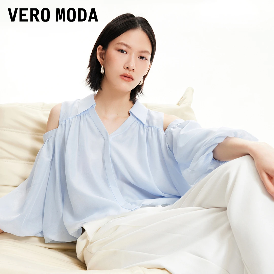 Vero Moda衬衫女2025夏日穿搭肩部镂空泡泡七分袖上衣325231011