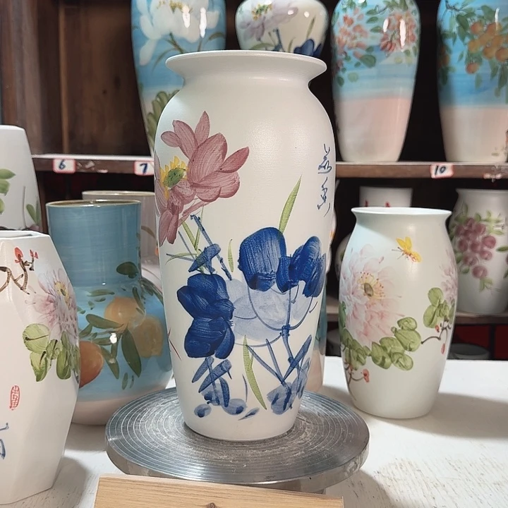 高32青花荷花新款新款陶瓷