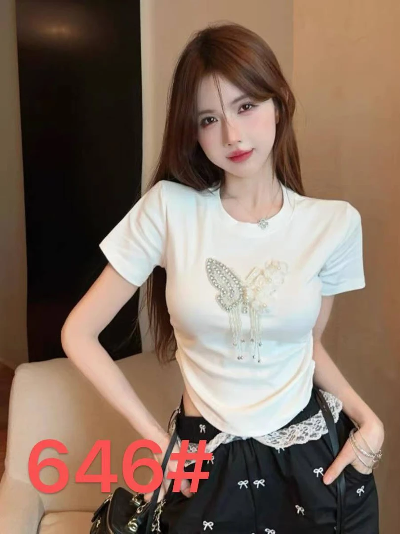 2025夏季辣妹短款洋气百搭欧若风短袖上衣系列