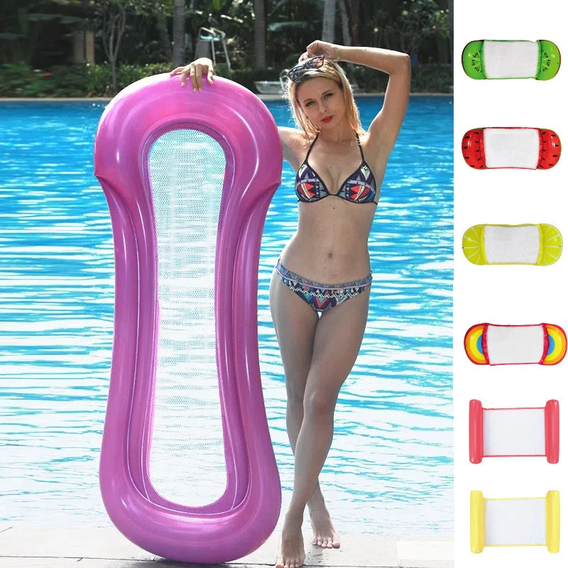 游泳池充气浮排可折叠躺椅加厚浮床水上游乐吊床单人浮排躺椅