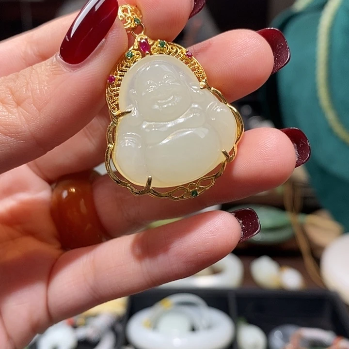 和田玉银S925镶嵌颈饰