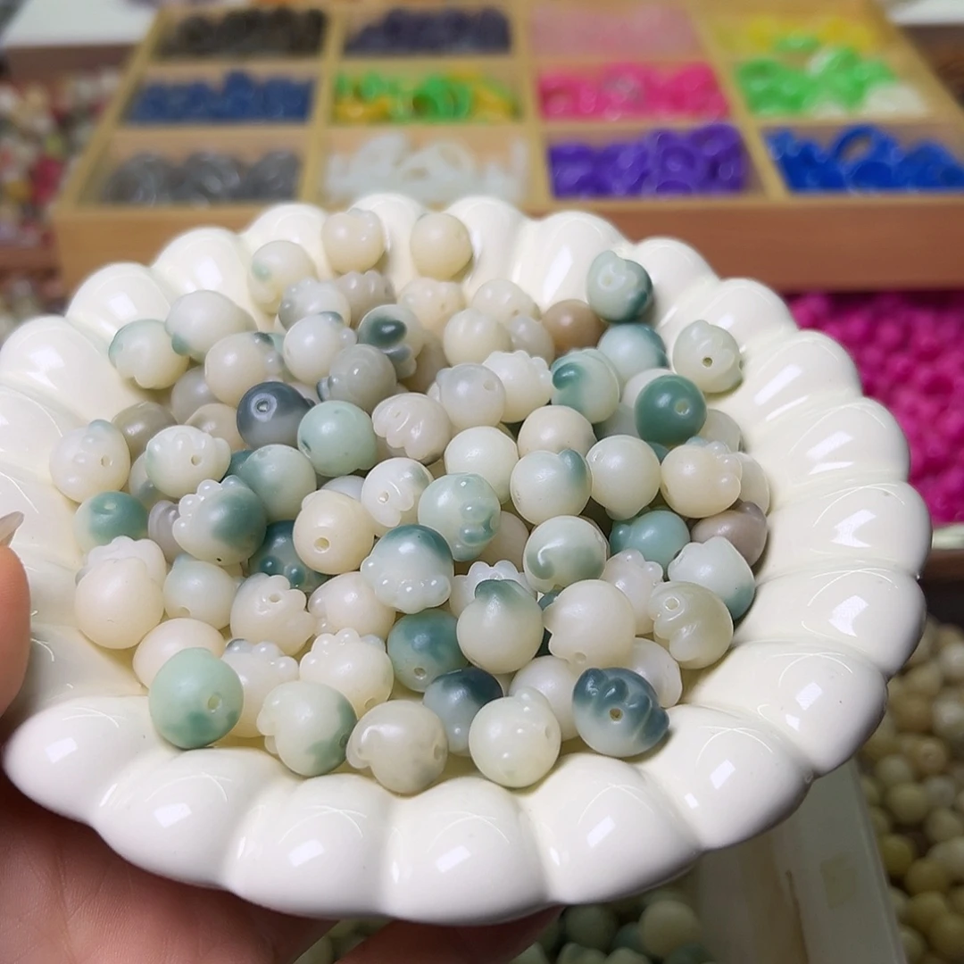 菩提根/象牙果手串卡12海蓝蓝猫爪50颗