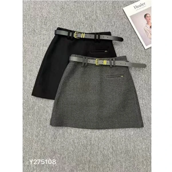 KIKI严选：275108-YER家欧洲站南油秋季新款简约高腰A字半身短裙