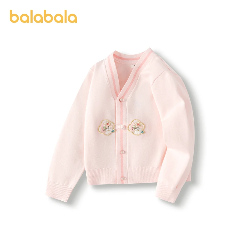 巴拉巴拉童装儿童毛衣女童秋装外套针织衫国风开衫绣花章时尚洋气
