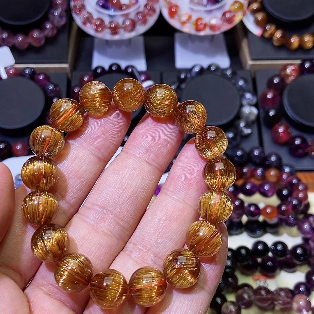 水晶手串未镶嵌铜发晶12.5