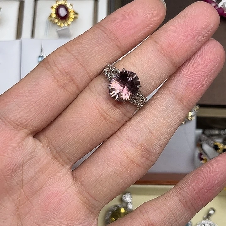 紫晶戒指银S925镶嵌