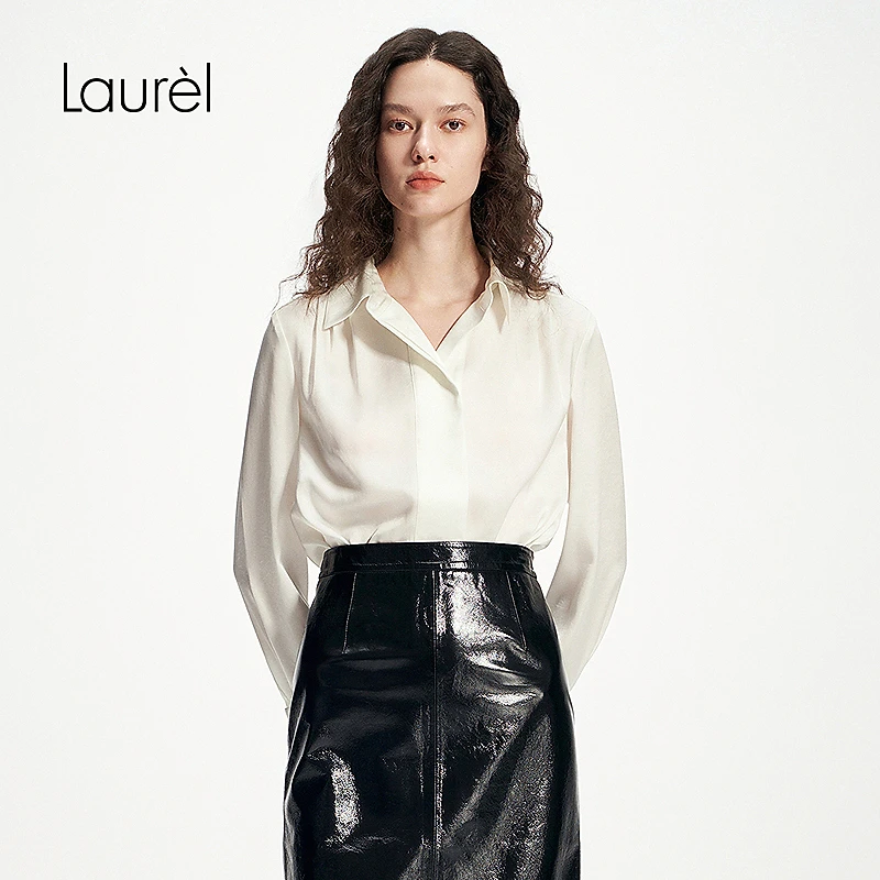 Laurel法式新款缎面小众百搭衬衣气质休闲衬衫上衣女LWD346C02000