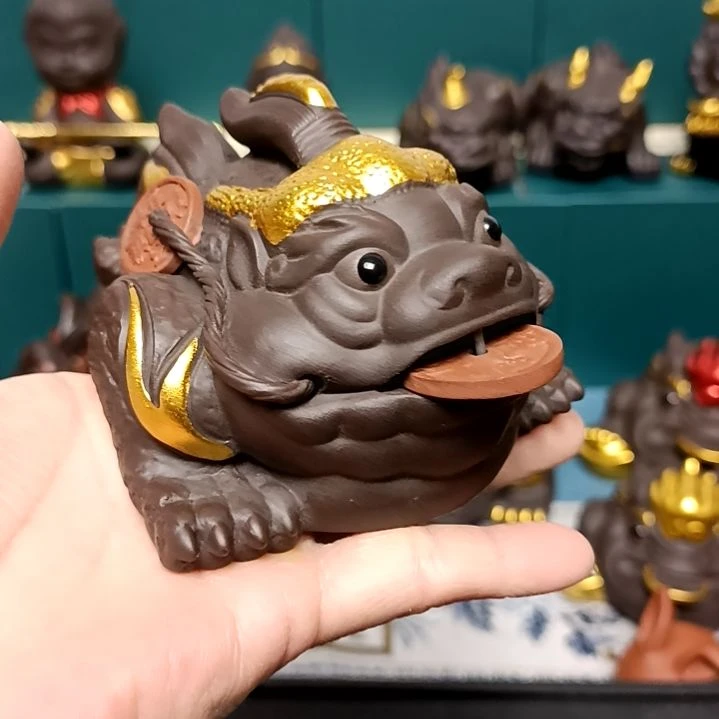 茶宠紫砂金蟾茶宠摆件