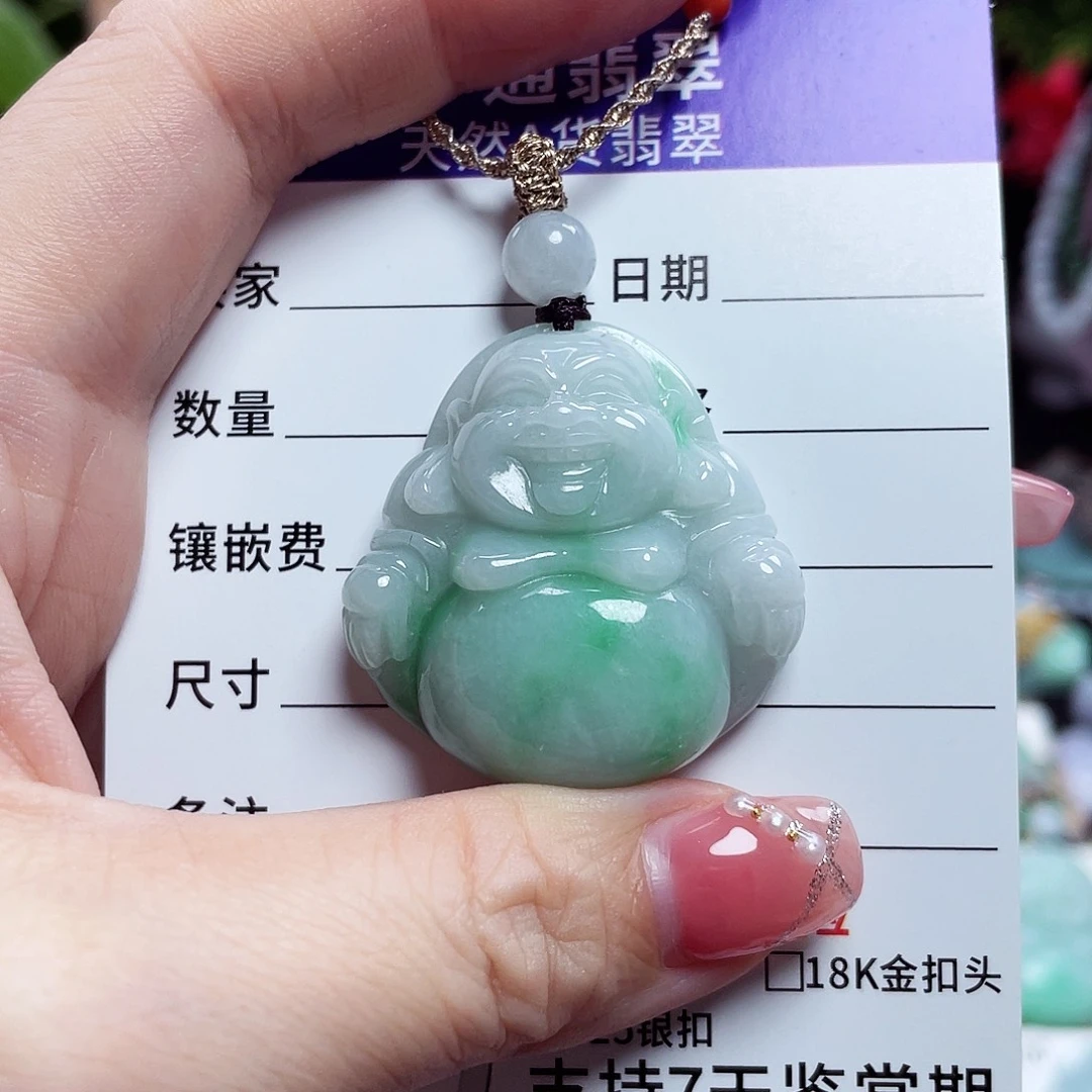 翡翠未镶嵌颈饰佛公48