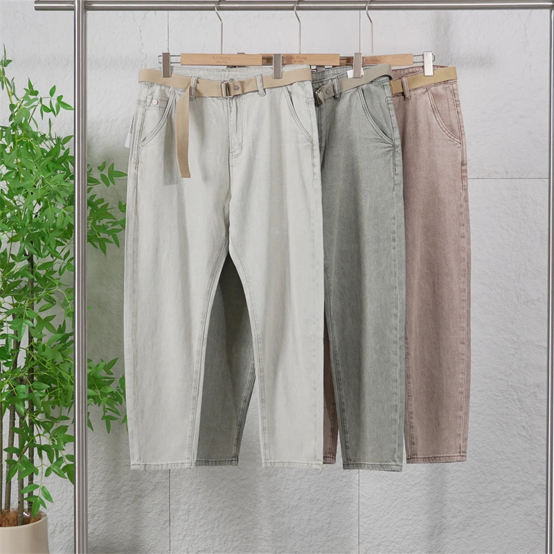 夏季男士95棉薄款纯色休闲牛仔裤男款直筒复古百搭工装长裤ZJ175