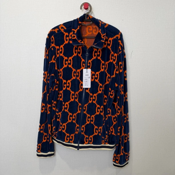 99新 GUCCI/古驰 植绒满印蓝色外套/尺码L/成色99/10633