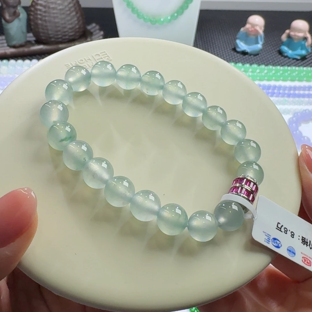 翡翠手链未镶嵌玻璃晴钢单圈8.6-9.8mm