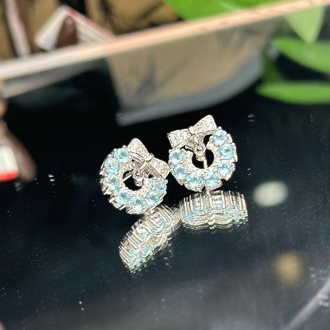 【572】天然磷灰石铃铛耳钉福利品