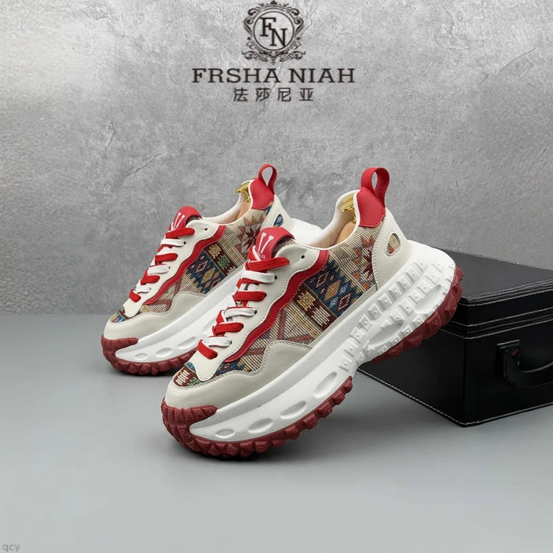 法莎尼亚老爹鞋男士2025夏季新款厚底增高时尚百搭透气休闲运动鞋