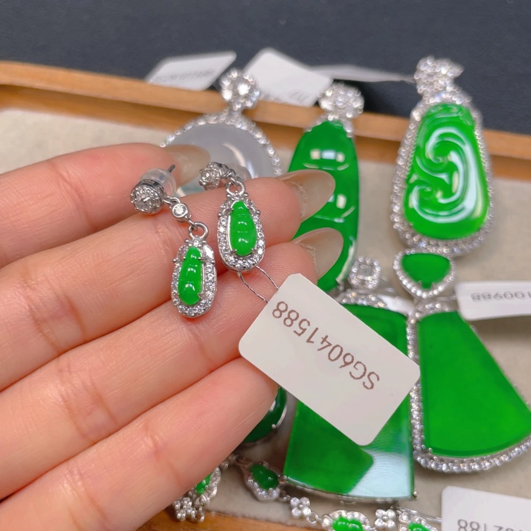 翡翠银S925镶嵌挂件